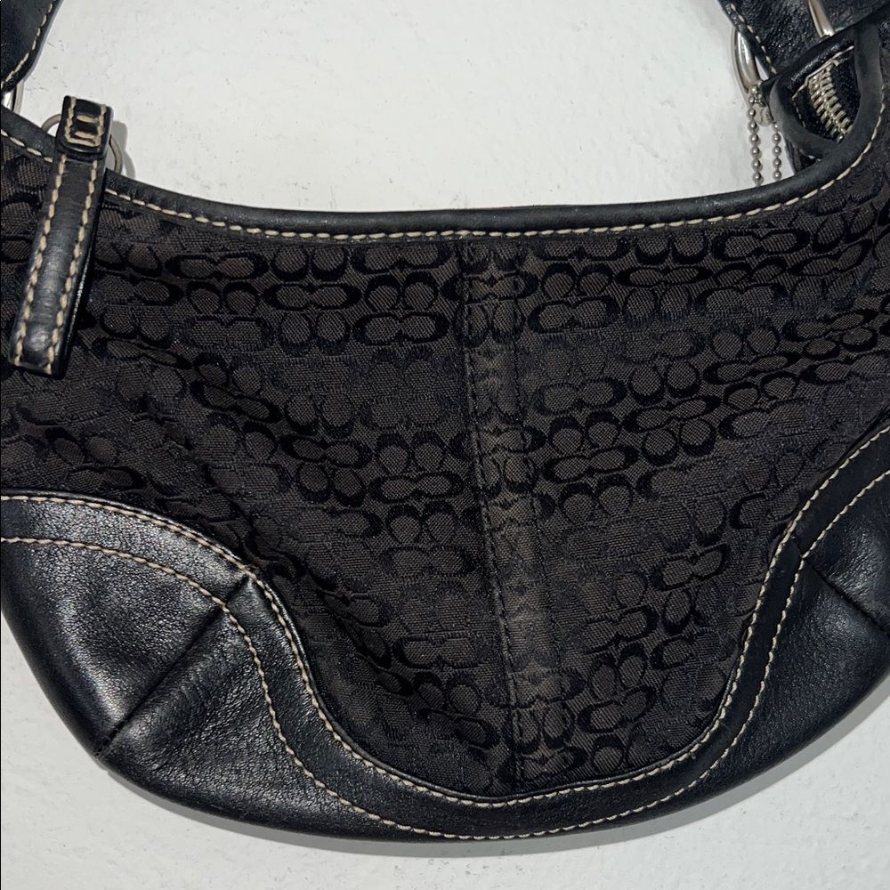 Coach Vintage Black Mini Hobo Soho Signature Canvas Shoulder Bag Y2K 90s Retro - Picture 10 of 15